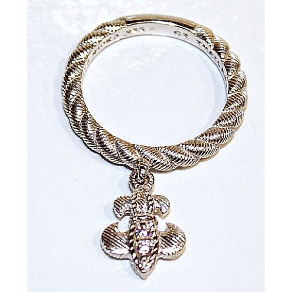 Judith Ripka 925 Sterling Silver Diamonique CZ Fleur de Lis Ring